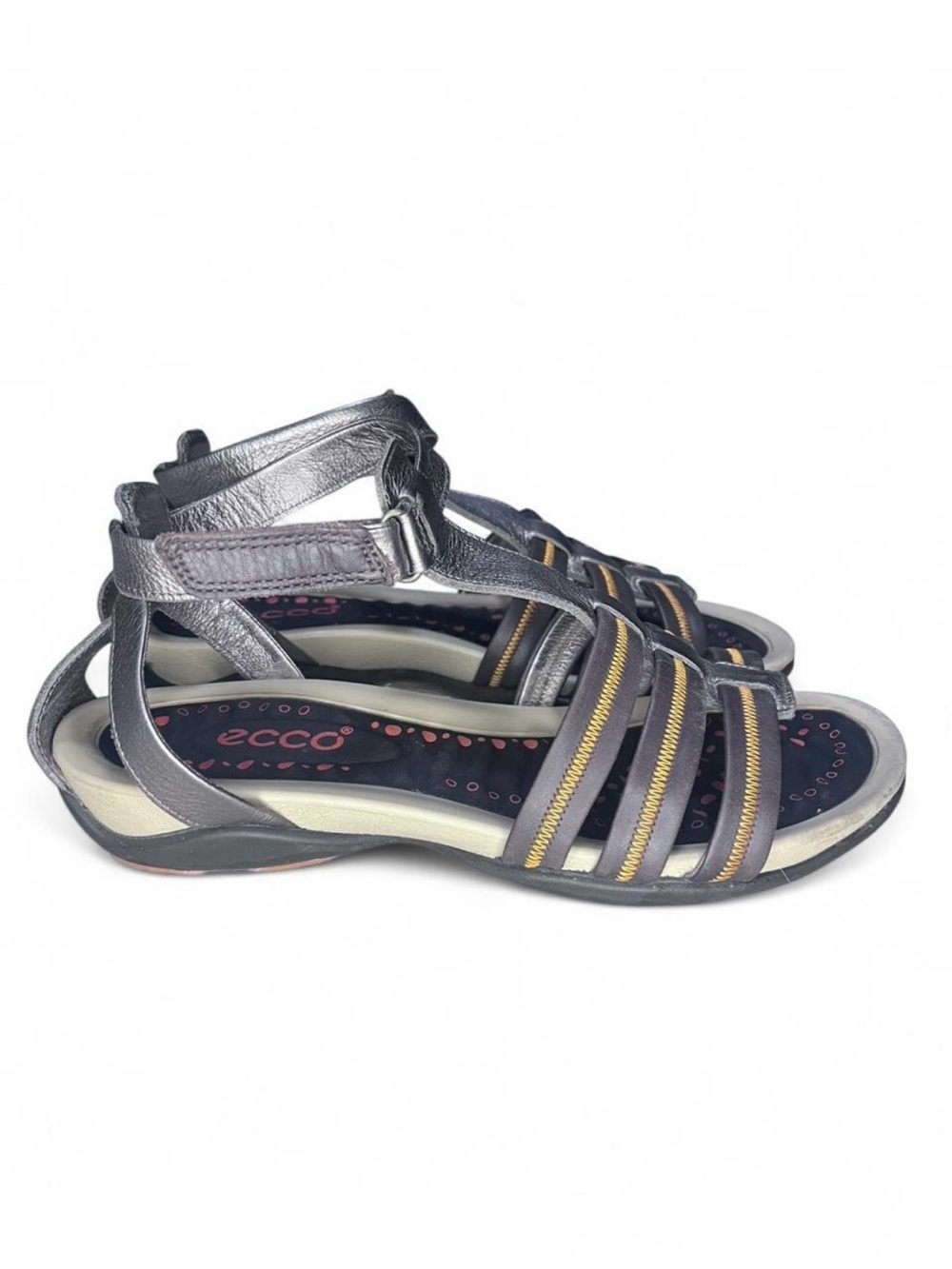 ECCO Outdoor Sandals EU 37 US 6-6.5 Silver Gold Brown Comfort Sandals